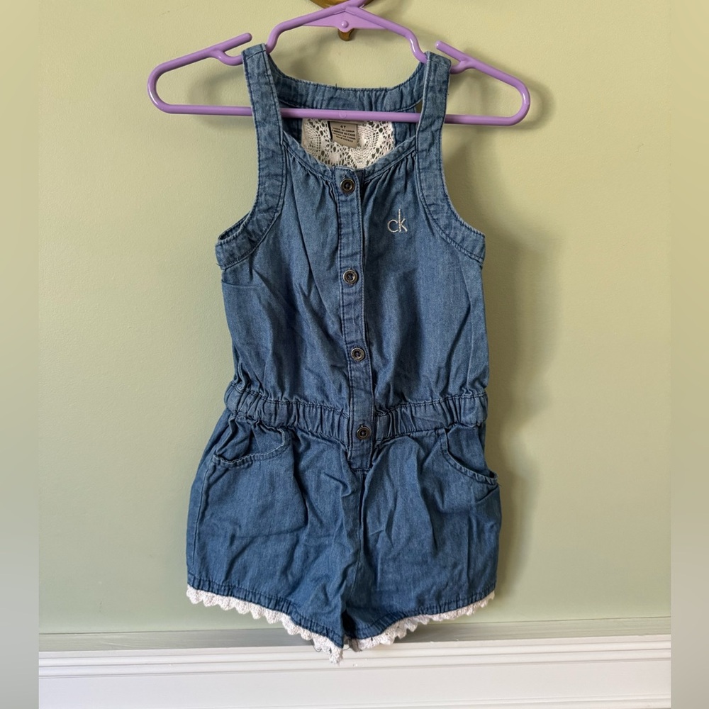Girls Calvin Klein Denim Romper